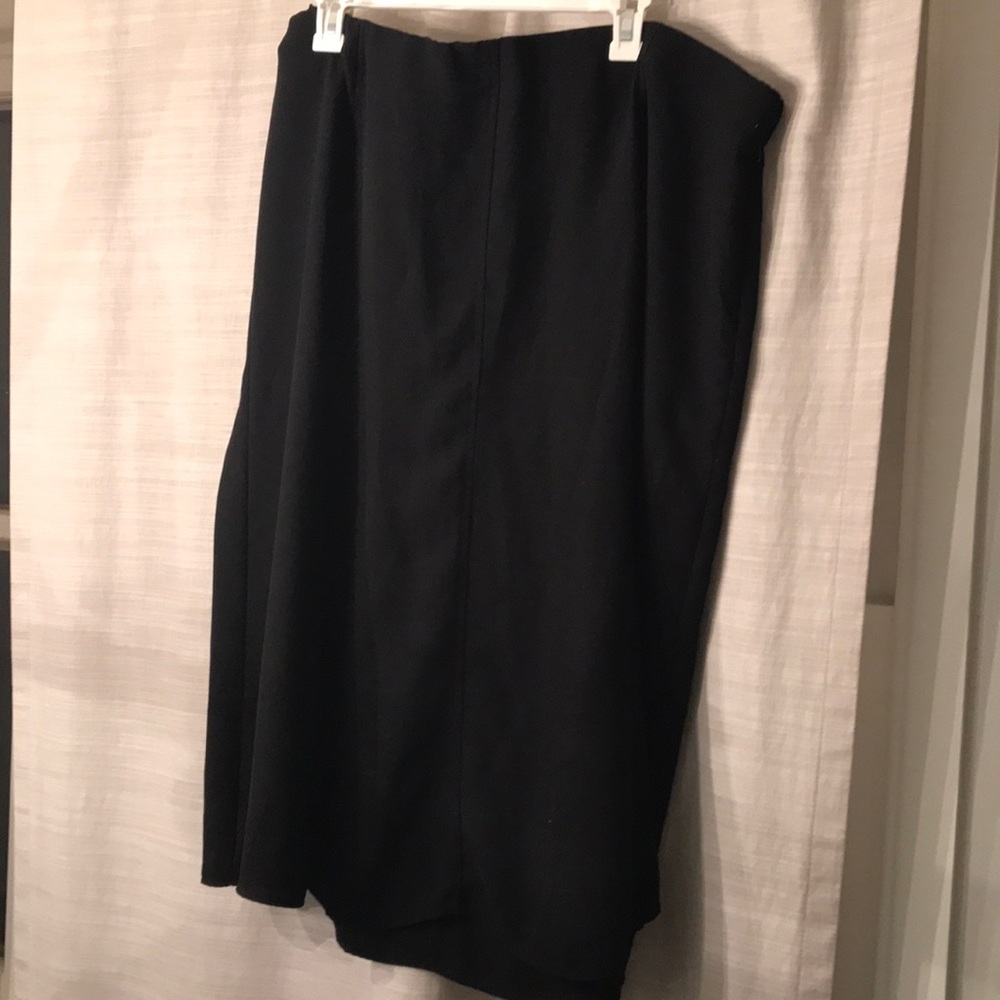 Black calf length A-line skirt